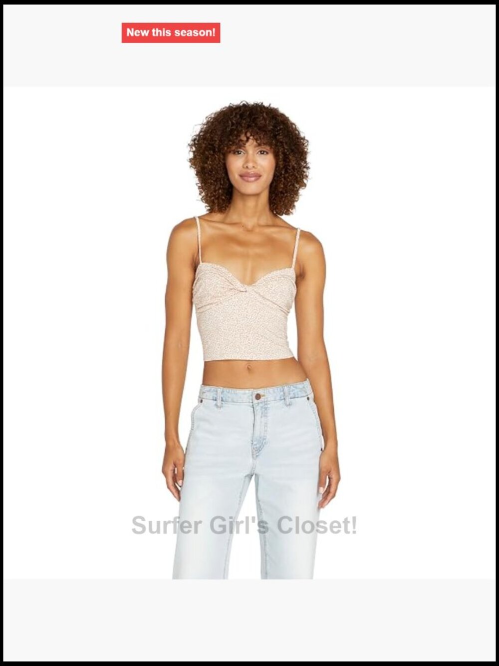 Volcom Womens Fitted Cami Knit Top with Spaghetti Straps Mushroom